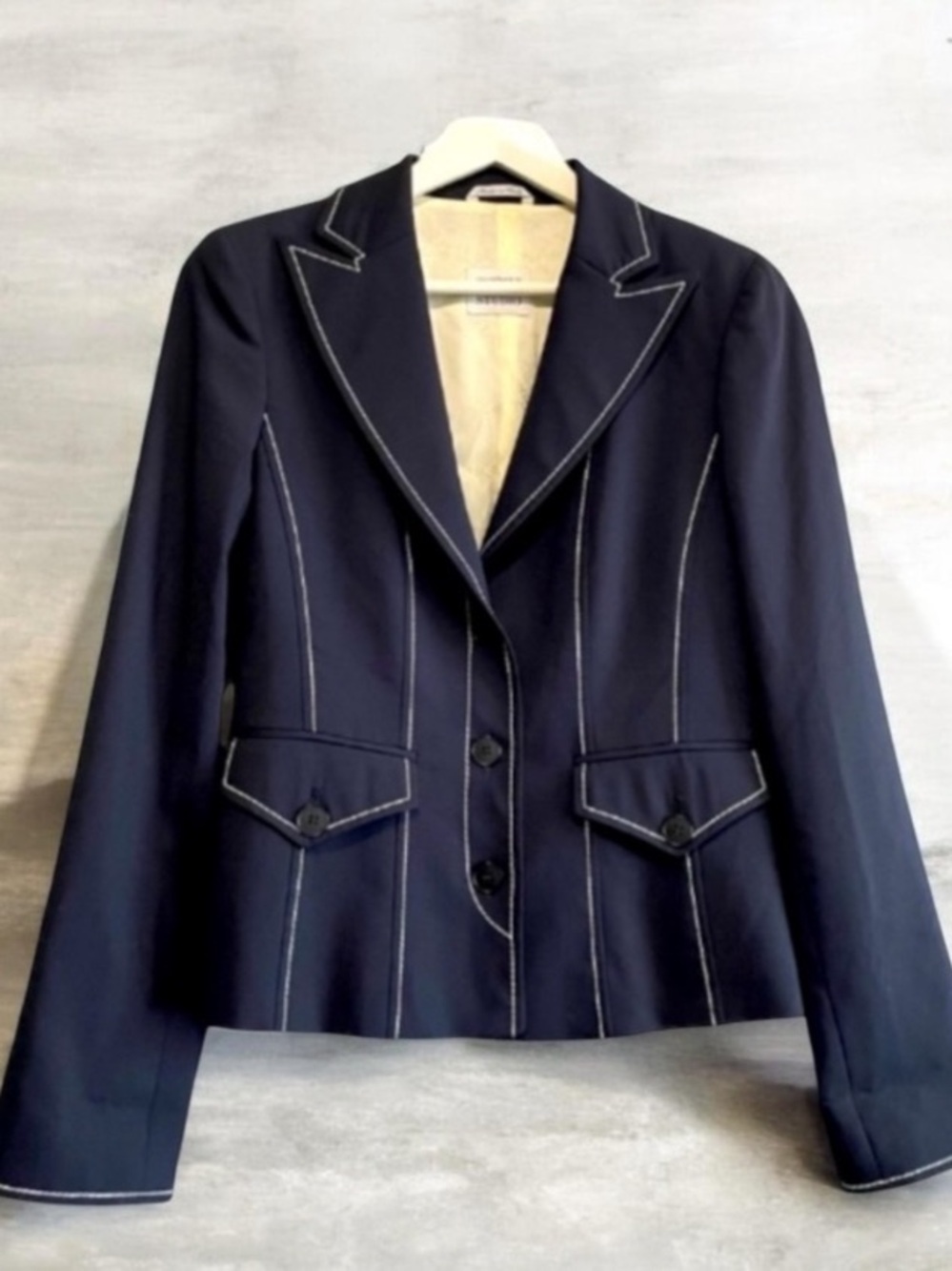 Gianfranco Ferreira Studio Italian Made Blue White Blazer Suit Jacket Size 4